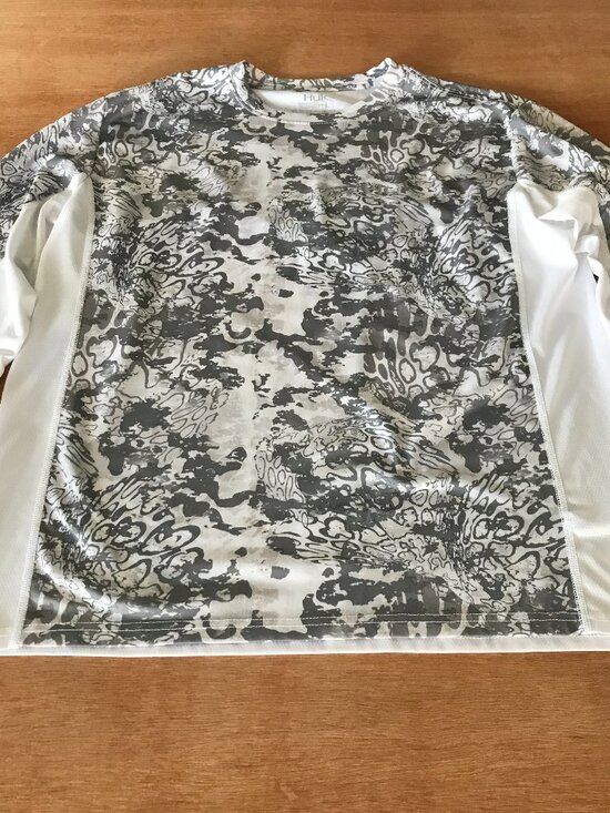 Huk Icon x Tide Change Fishing Shirt Men L Gray Camouflage Long Sleeve Outdoor - Picture 1 of 10